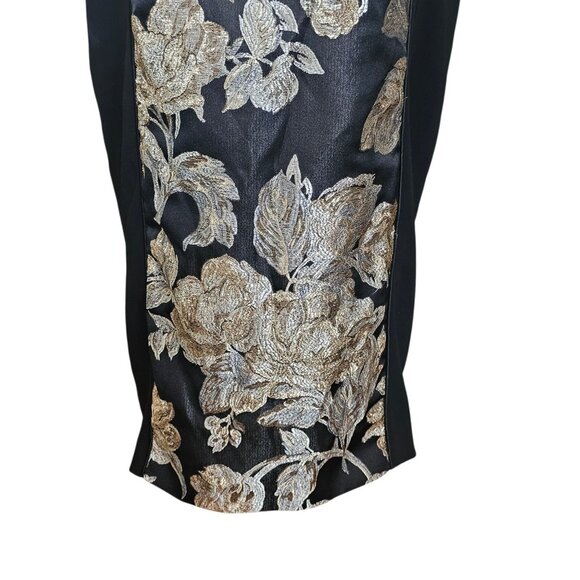 Marina Rinaldi Dorico Metallic Floral Midi Dress Black Gold Cocktail Size 16 16W - Picture 6 of 15